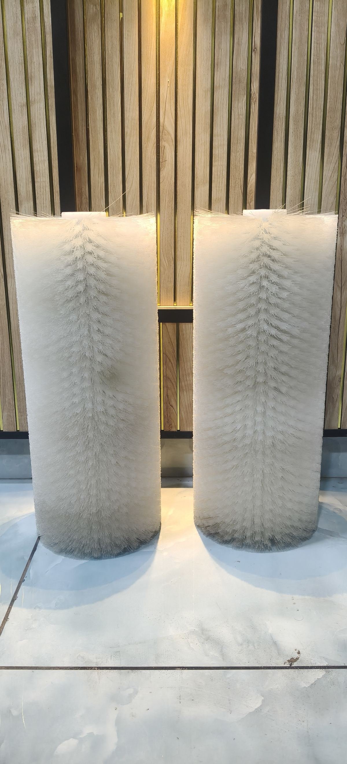 White nylon roller brushes for food grading and washing lines